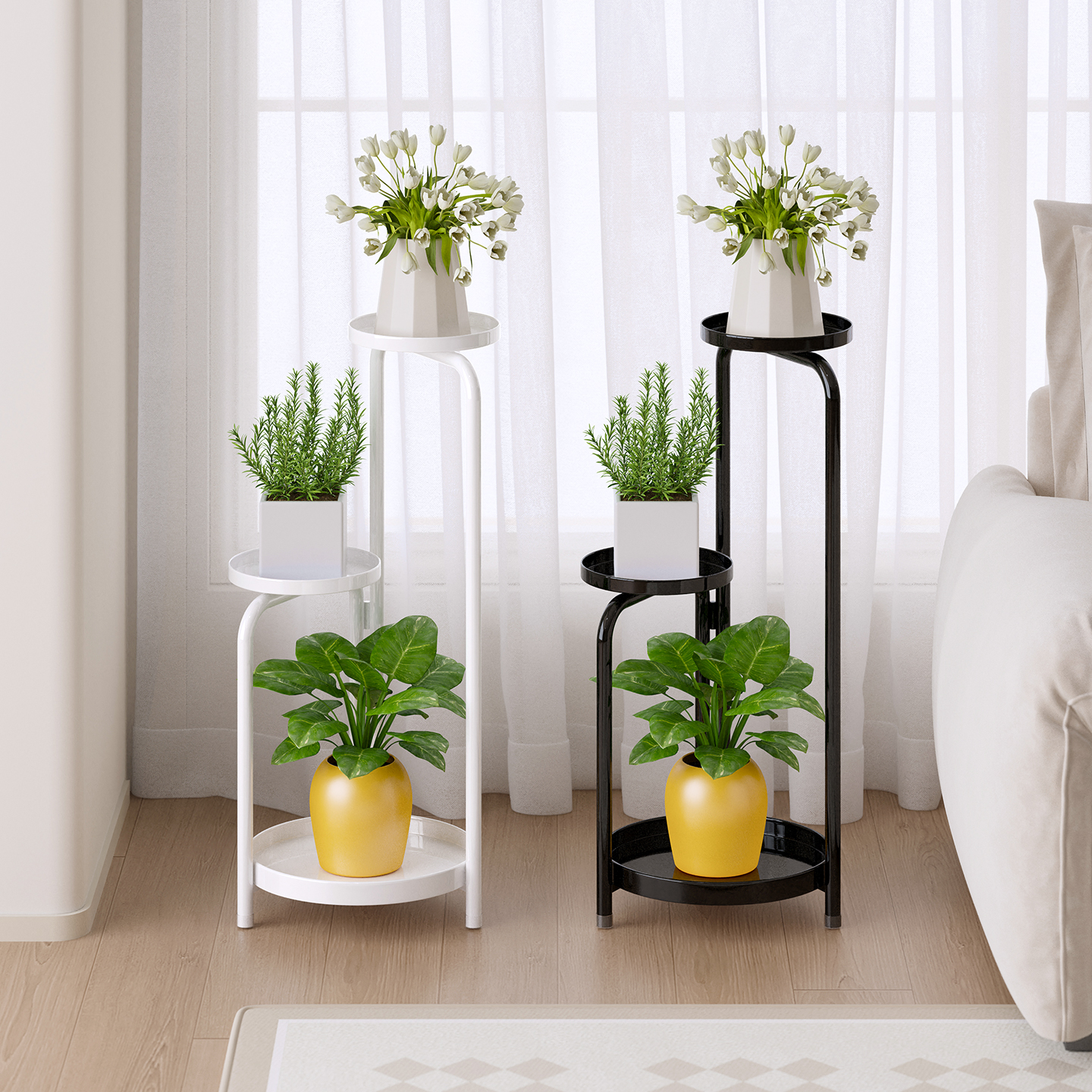 花架子客厅落地式室内植物盆栽花盆摆放架铁艺三层花架置物架阳台