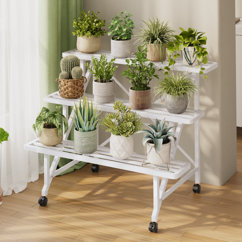 花架置物架阳台新款移动花架子客厅落地式多层铁艺室外花盆放置架