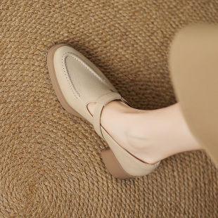 休闲百搭单鞋 春秋粗跟乐福鞋 女2026新款 休闲复古软皮玛丽珍小皮鞋