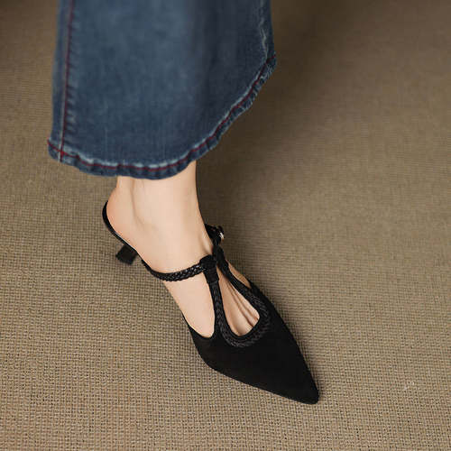 网红休闲编织半拖鞋穆勒浅口凉拖