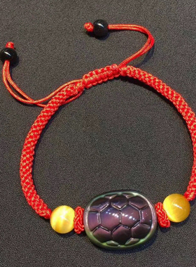 纯天然红绳黑曜石富甲一方手链