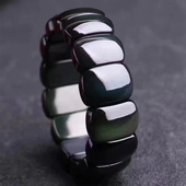 天然黑曜石手镯 百搭女士水晶 精工饱满天然黑曜石手串手镯