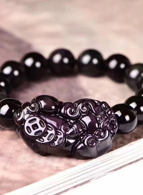 天然黑曜石男女款貔貅手链