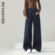 百搭含棉牛仔裤 女士2025新款 冬季 颜域时尚 显高简约通勤显瘦阔腿裤