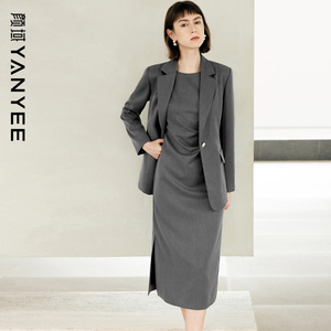 颜域气质通勤春季套装女2026新款搭配一整套西装外套连衣裙两件套