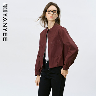 颜域短款工装外套女2026春季新款高级感气质都市时尚简约立领夹克