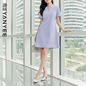 夏季 颜域短款 纯色收腰连衣裙女2026新款 气质名媛风高级感收腰裙子