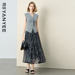 颜域设计感针织衫半身裙两件套女式2026春天新款巨好看的时尚套装