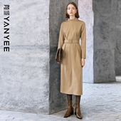 针织连衣裙女装 2025新款 冬季 颜域立领长袖 优雅气质通勤中长款 裙子