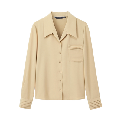 颜域简约百搭法式翻领衬衫