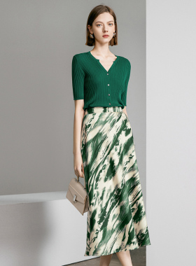 颜域绿色针织衫半身裙两件套女装2026新款夏季穿搭一整套气质套装