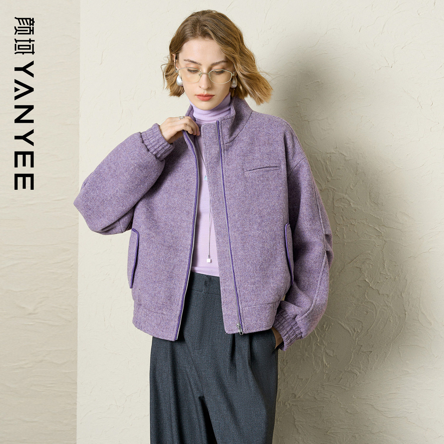 【50%羊毛】颜域立领毛呢夹克女士冬季新款短款宽松保暖百搭外套,女装/女士精品,短外套,淘宝优惠券,粉丝福利购,淘宝优惠卷