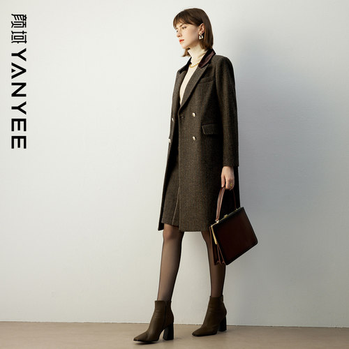 颜域西装领高级感宽松毛呢外套