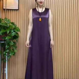 2026新款夏季妈妈装气质百搭连衣裙纯色无袖背心裙中长款减龄裙子