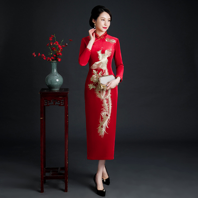 妈妈婚宴装加绒旗袍裙2025新款