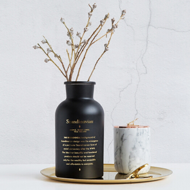 轻奢高级感黑色玻璃花瓶北欧简约ins风白色装饰摆件客厅餐厅插花,家居饰品,花瓶,淘宝优惠券,粉丝福利购,淘宝优惠卷