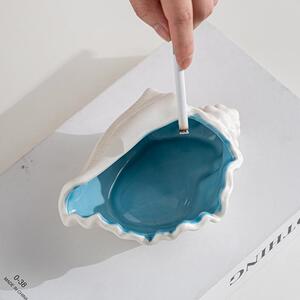 陶瓷北欧烟灰缸创意个性潮流家用客厅防飞灰仿真海螺首饰收纳摆件