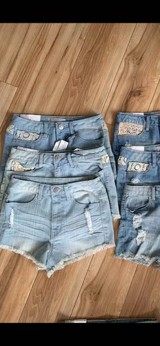 出口欧美复古做旧破洞高腰牛仔短裤女夏季新款百搭