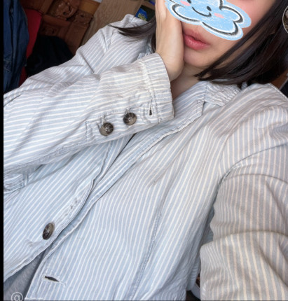 水洗做旧复古风条纹浅色系棉质西服外套夹克西装舒适上衣
