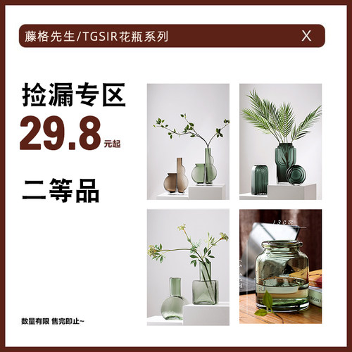 现代简约玻璃花瓶客厅桌面摆件