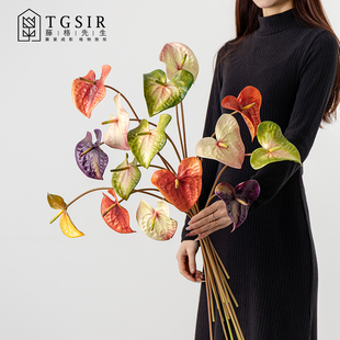 罗兰公主红掌仿真花客厅高级感逼真装饰假花摆设婚礼布置造景花束