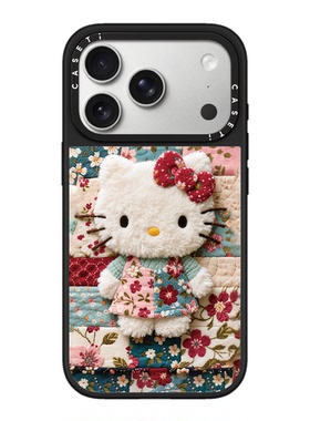 CASE复古布纹毛绒Kitty猫磁吸适用苹果17promax手机壳iPhone16promax保护套15pro全包防摔14可爱13卡通12女款