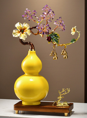 一芦生花高档珐琅彩葫芦摆件客厅电视柜酒柜装饰开业乔迁新居礼品