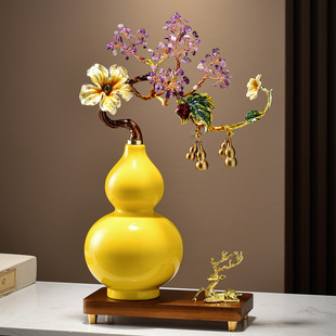 一芦生花高档珐琅彩葫芦摆件客厅电视柜酒柜装饰开业乔迁新居礼品