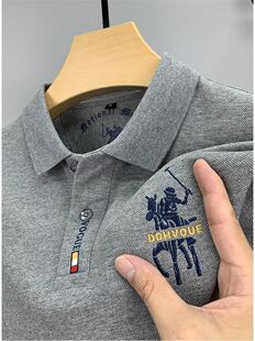 爸爸装 100%纯棉春秋季 带领POLO衫 长袖 休闲上衣潮 T恤中年男士