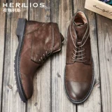 Martens, ботинки, ретро туфли в английском стиле, осенние утепленные короткие сапоги, из натуральной кожи