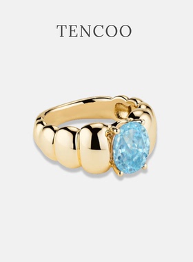 【Puff膨胀可颂宝石戒指】TENCOO个性海蓝宝s925银小众戒指