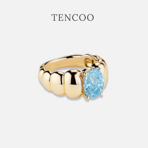 Puff膨胀可颂海蓝宝石戒指