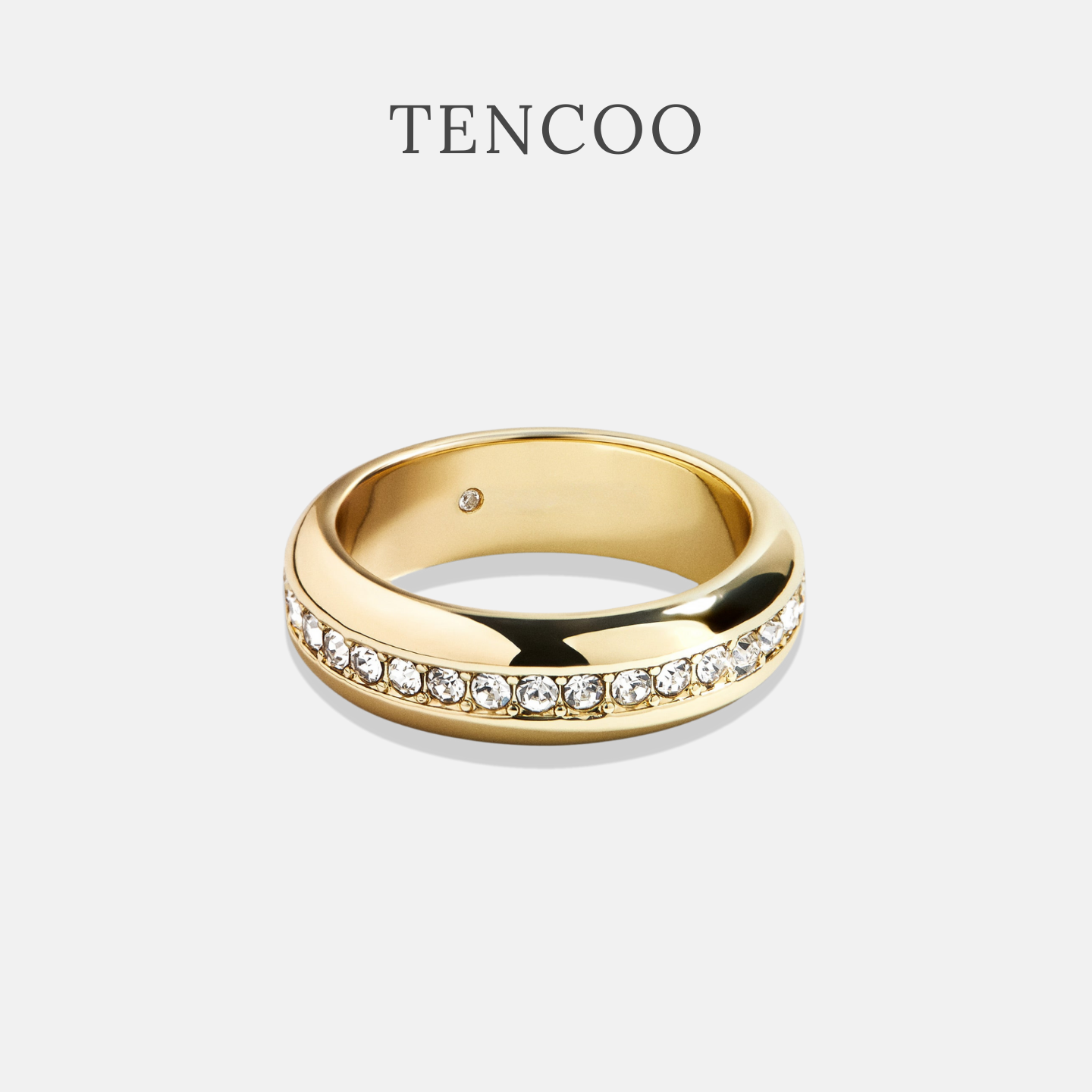 【闪钻夹心戒指】TENCOO气质轻奢高级感叠戴小众s925银戒镀18K金