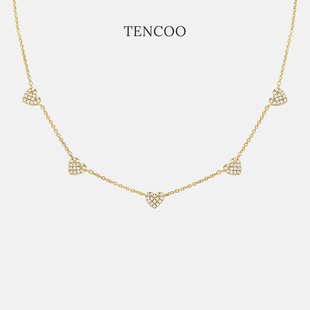 迷你爱心吊坠项链简约高级感s925银锁骨链 TENCOO法式 爱心流苏