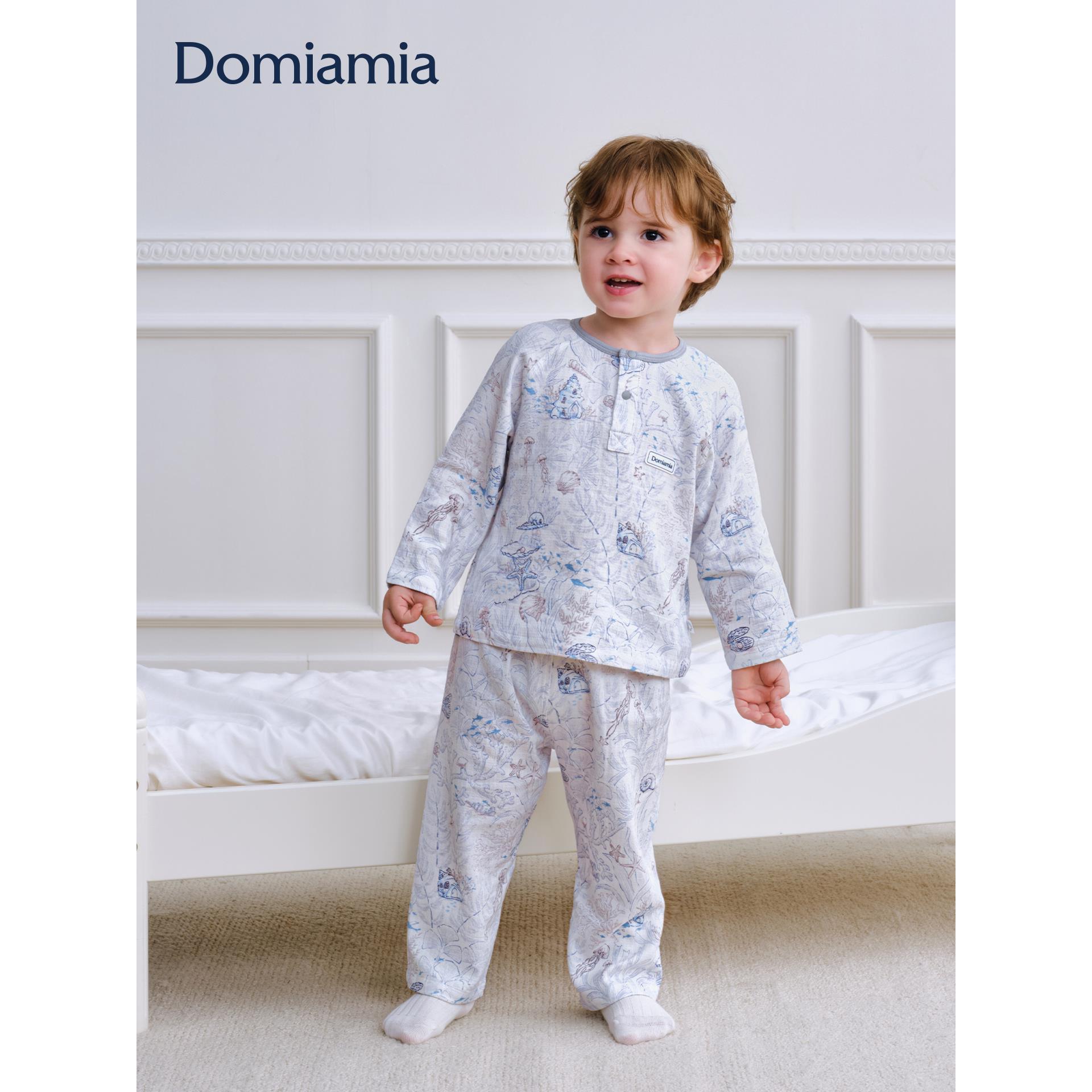 【新品】[新品]Domiamia儿童家居服男女宝宝26秋冬纱布款空调服睡