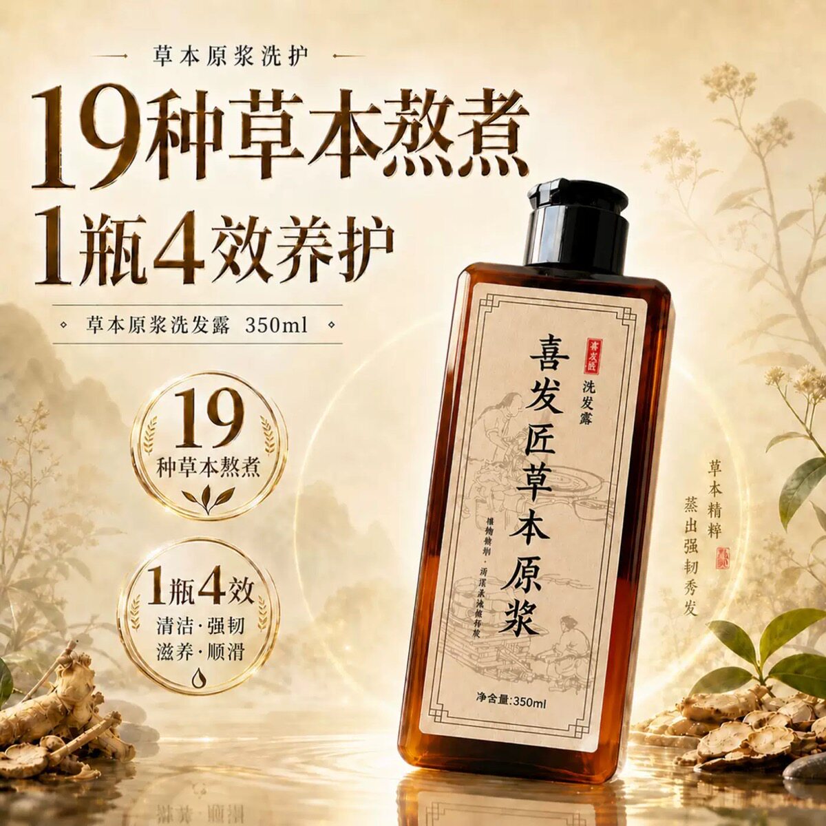 植物草本原浆洗发滋养毛糙发质