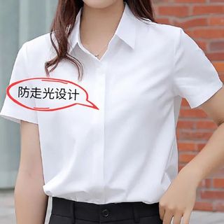 新款短袖衬衫女宽松韩版学生职业装工作服黑白衬衣女夏装正装