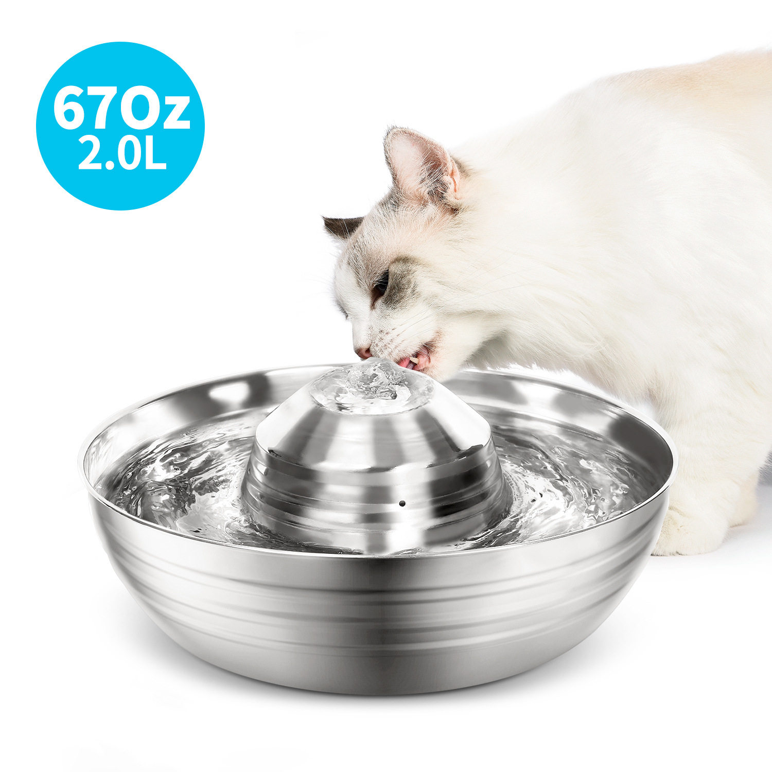 宠光360涌泉不锈钢宠物饮水机猫猫狗狗喂水器猫狗水盆大容量