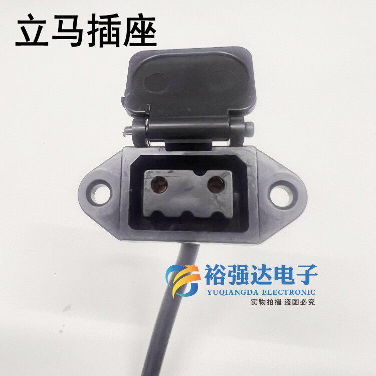 立马电动车充电口插座 充电器输出电源线小绿人两圆针充电桩插座