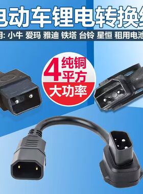 铁塔爱玛雅迪小牛星恒锂电池转换线充电桩电瓶车充电器转接头插头