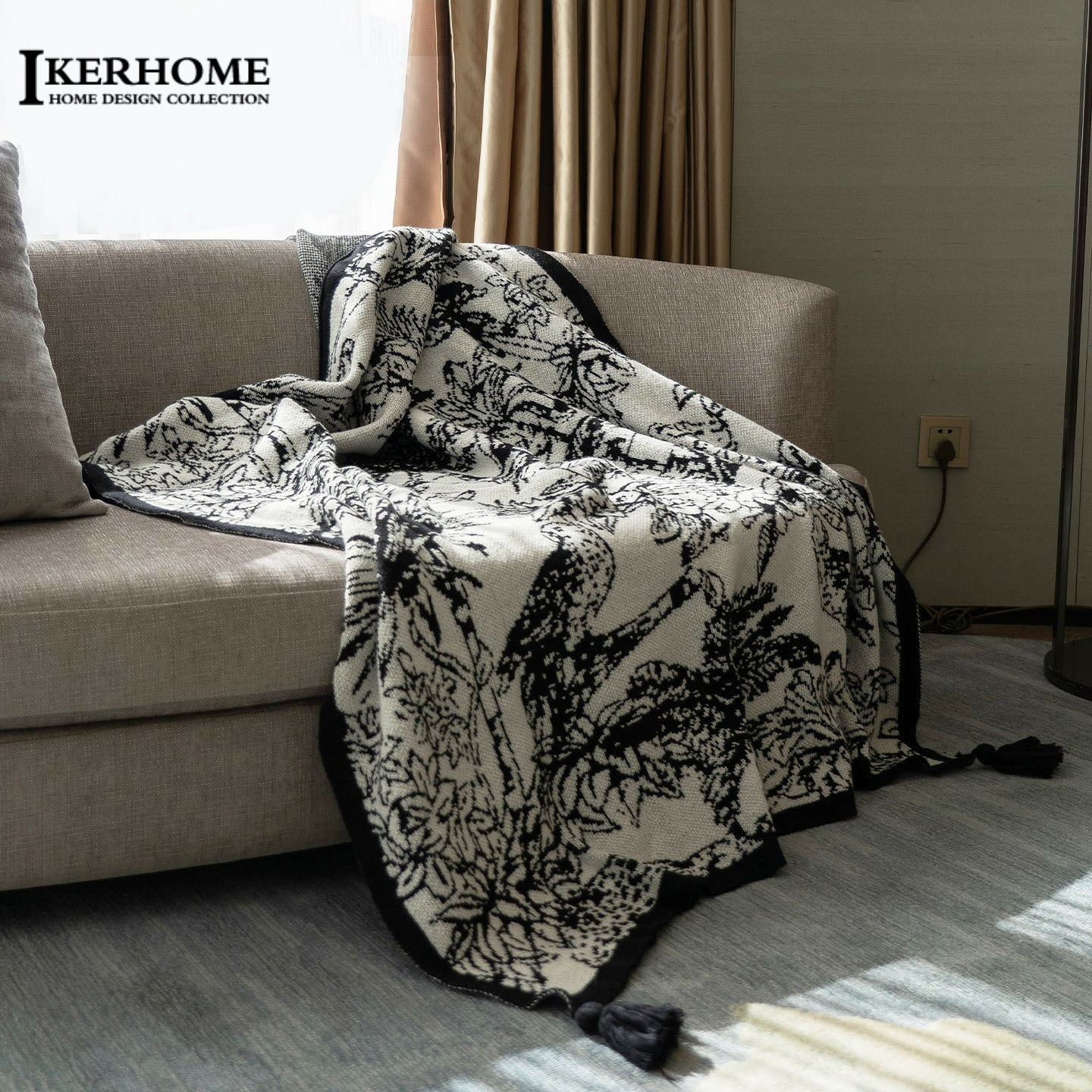 国风沙发毯半边绒午睡小毯子