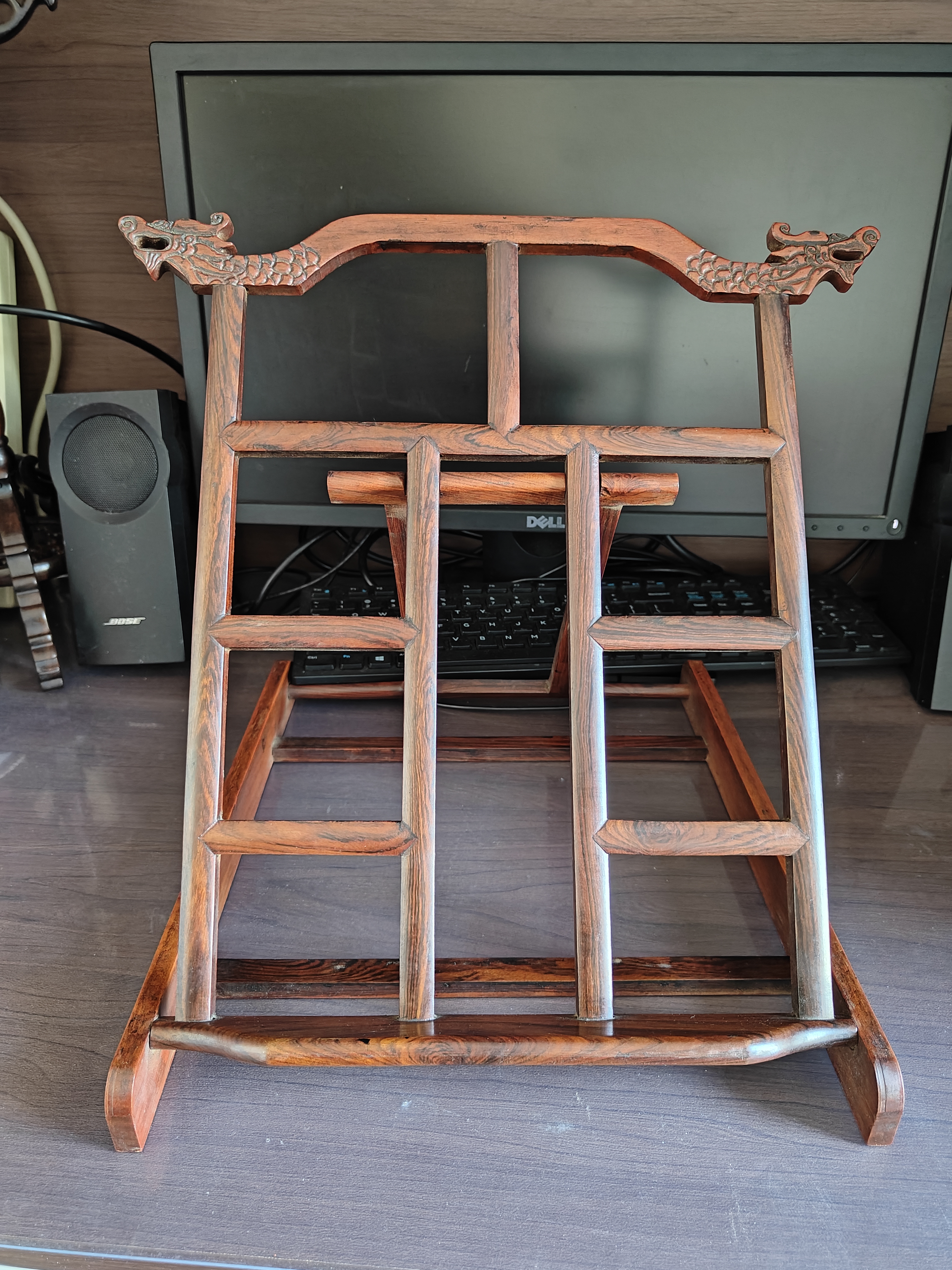 古玩杂项收藏花梨木书架造型古朴大气做工精致色泽雅致个人收藏好