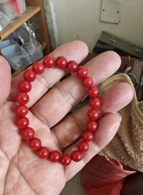 保山南红玛瑙手串8毫米满色满肉颜色红润漂亮珠 圆润23颗特价转让