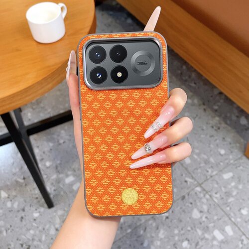 适用小米pocof7ultra手机壳poco f7pro时尚花纹素皮红米k80全包后壳redmik80pro小众皮革f7u磁吸utra新款case