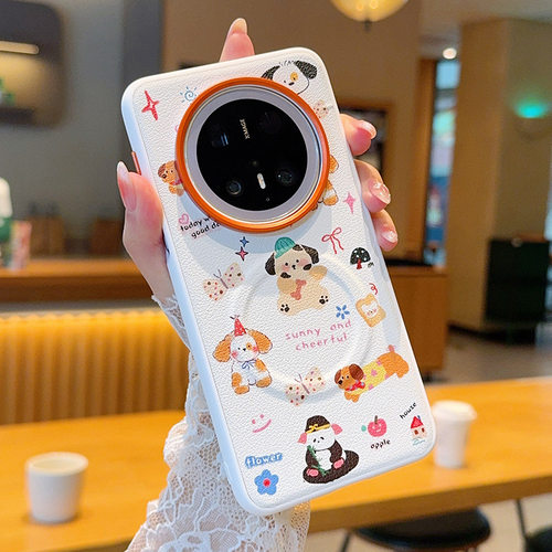 适用华为mate70手机壳meta70pro十卡通可爱m70pro+彩绘素皮por加全包软边后壳meta超薄mat70p皮质pra磁吸充电