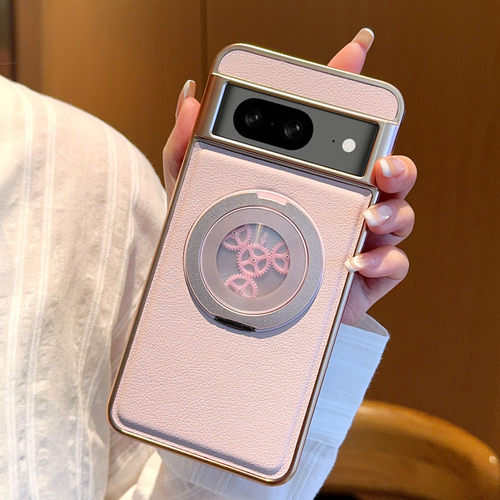 适用谷歌pixel9a手机壳google pixel9pro xl轻奢素皮9proxl全包保护壳piexl8电镀皮质por旋转pr0指环支架case