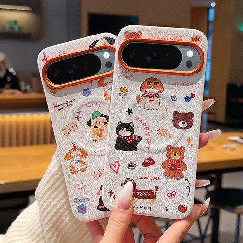 适用谷歌pixel10手机壳piexl10pro卡通可爱Google10a彩绘素皮proxl全包软边后壳10xl超薄皮质case磁吸充电por
