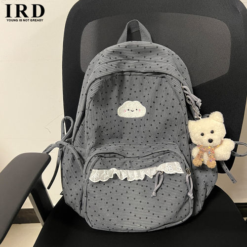 复古灯芯绒双肩包少女风书包初中生女高中学生ins小众高颜值背包