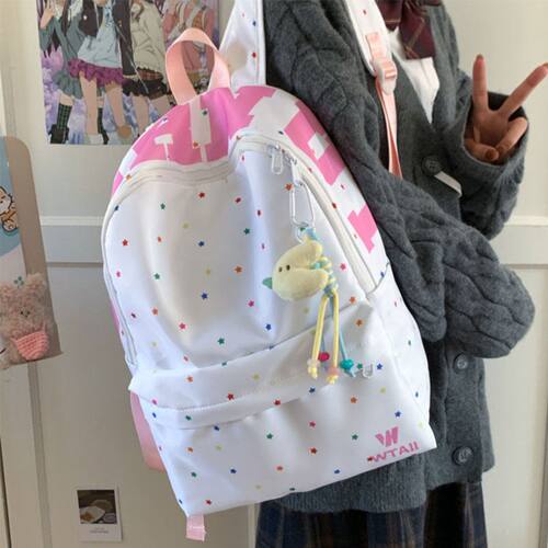 日系多巴胺高颜值星星双肩包女学生旅行书包小众简约少女百搭背包