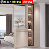 实木入户玄关柜入户正对门屏风隔断隔断玻璃酒柜收纳一体靠墙柜子